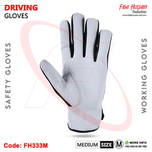 ขายส่งถุงมือขับรถผู้ชายที่ทนทานถุงมือนิรภัยสําหรับงานหนักสําหรับถุงมือหนังคนขับจากปากีสถานในหนังแพะระดับพรีเมียม - Product Image 3