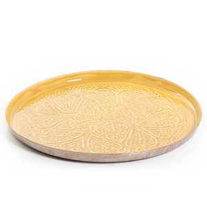 Plateau de service au chocolat forme ronde dernière conception couleur or plat de service alimentaire antique et plateau pour hôtel et restaurant - Product Image 4