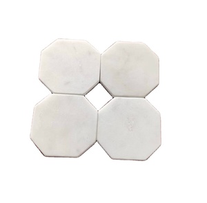 Posavasos de té decorativo hecho a mano, almohadillas redondeadas, posavasos de mármol blanco, Juego de 4, posavasos de taza de té de mármol de nuevo modelo en manualidades de dirección - Product Image 1