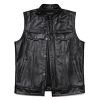 Erkek Kışlık Polyester/Pamuk Motosiklet Sürücü Yeleği Ön Cepli Günlük Dış Giyim Kolsuz Ceket
