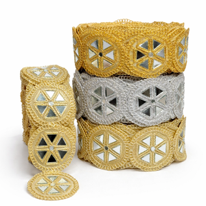 Robes de mariée de luxe avec bordure en dentelle voilée brodée, bordure scintillante personnalisée, accessoire de vêtement de haute qualité en gros - Product Image 1