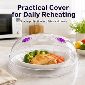 Couvre-plats ronds en plastique PP transparent pour micro-ondes, réutilisables et écologiques, compatibles lave-vaisselle, avec fentes pour la vapeur - Product Image 4