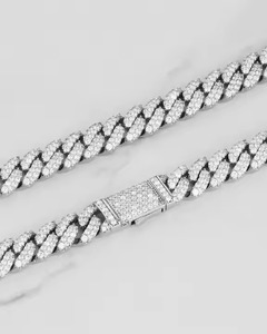 Chaîne à maillons boule cubaine Glacé Fine 925 Sterling Silver Moissanite Round Cut Diamond Link Chain avec Hip Hop Rapper Style - Product Image 2