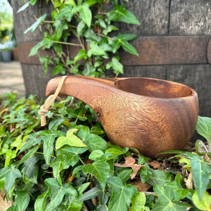 Mug Kuksa en bois artisanal pour le camping en plein air et les boissons traditionnelles nordiques Mug Kuksa en bois de bouleau naturel pour les voyages à domicile - Product Image 1