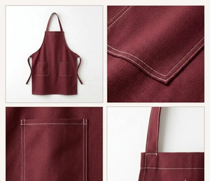 Delantal de Algodón Borgoña con Dos Bolsillos - Unisex Adulto - Delantal Profesional de Cuero para Cocina/Barbacoa/Barbería - Product Image 3