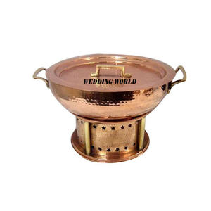 Plato de frotamiento de cobre redondo de calidad superior, plato de comida de diseñador hecho a mano, Color personalizado, venta al por mayor, calentador de alimentos de Metal de lujo - Product Image 5