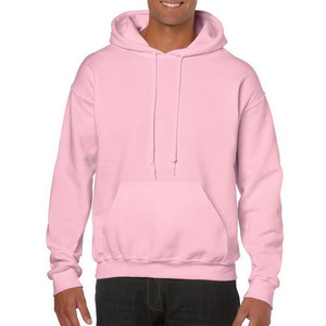 Sweat à capuche classique pour homme en rose clair, respirant, en molleton de coton mélangé épais avec cordon de serrage, broderie 3D, différentes tailles - Product Image 3
