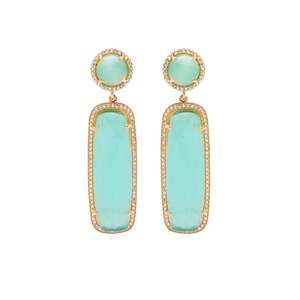 Pendientes Rectangulares de Plata de Ley con Aguamarina Monalisa y Circonitas, Pendientes Hechos a Mano para Mayoristas - Product Image 2