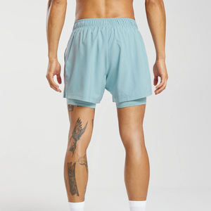 Pantalones cortos deportivos para hombre personalizados al por mayor, pantalones cortos deportivos de algodón grueso y polar para gimnasio, pantalones cortos para correr en el gimnasio con patrón sólido para hombre - Product Image 2