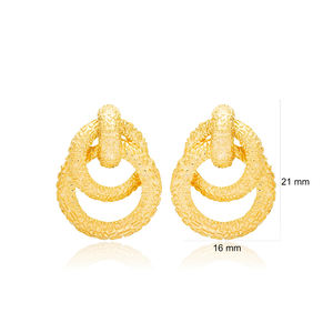 Boucles d'oreilles à breloques rondes entrelacées, boucles d'oreilles texturées, bijoux turcs en argent Sterling 925 - Product Image 2