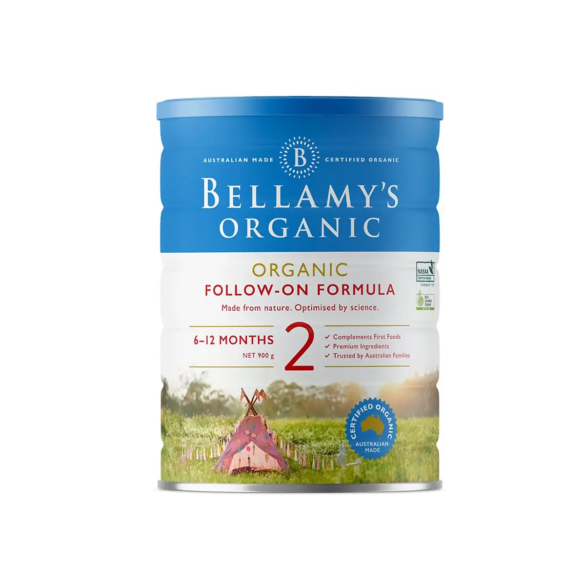 Follow-On dell'equinozio biologico di Bellamy per latte per bambini (passaggio 2) 900g