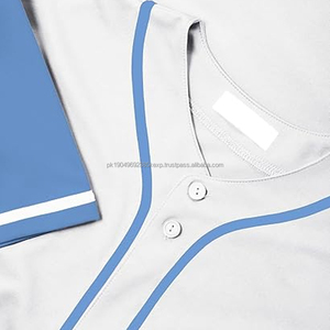 Broderie jeunesse cousu col en v anges Sublimation vente en gros blanc hommes maille personnalisée plaine Baseball Jersey chemises uniformes - Product Image 5