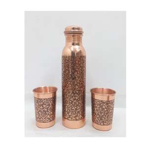 Bouteille d'eau en cuivre de qualité supérieure, élégante paire de verres – Style Zen Asiatique, grande capacité, écologique pour l'hydratation au bureau et à la maison Vedela - Product Image 2