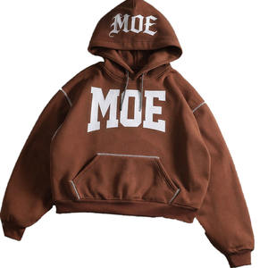 Ventes en gros de sweats à capuche pour hommes avec surpiqûres contrastées, logo personnalisé, molleton lourd, streetwear, fournisseur OEM, marque privée, États-Unis - Product Image 4