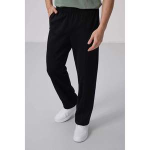 Tommylife Wholesale Textured Surface Standard Fit <b>Elastic</b> <b>Waist</b> Casual Mid <b>Palazzo</b> Men's Trousers 82171 Black - Product Image 4