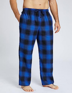 <b>Mens</b> Cotton/Polyester Woven Flannel Pajama Lounge Sleeping Pants Plus Size High Waist with Pocket and Drawstring Wholesale - Product Image 4