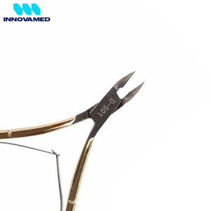 Pince à cuticules russe en acier inoxydable, couleur dorée personnalisée, poignée antidérapante, ouverture large, lame tranchante pour le soin des ongles des pieds - Product Image 4