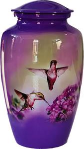 Colibri naturel simple et fleur blanche imprimée avec urne de crémation au design unique pour les restes de cendres humaines - Product Image 6