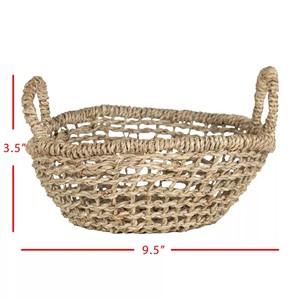 Handwoven Natural Seagrass <b>Basket</b> with Handles Eco Friendly <b>Storage</b> Organizer <b>for</b> Home Kitchen <b>Bathroom</b> Decor - Product Image 6