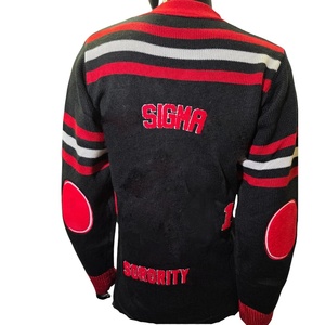 Custom Style Women Acrylic DELTA Casual Patchwork Lace stripe design <b>Cardigan</b> <b>Sweater</b> Embroidered sigma Sorority Winter <b>cardigan</b> - Product Image 2