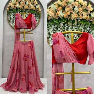 Venta caliente diseñador indio Lehenga Choli Readymade Organza seda impresión Digital trabajo para fiesta de boda desgaste directamente Pakistán - Product Image 1