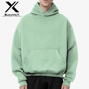 Sweat à capuche surdimensionné thermique 100% coton pour hommes, imprimé bouffant multicolore personnalisé, broderie de logo, hiver, polaire recadrée vierge - Product Image 6