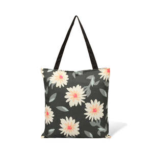 Sacs fourre-tout tendance Fields of Daisy pour femmes, en toile durable avec fermeture éclair, broderies, pompons, fleurs, lettres et motifs. - Product Image 4