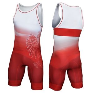 Vêtements de sport personnalisés professionnels en gros, imprimés par transfert thermique, en spandex/polyester 220g, maillot de lutte premium pour adultes - Product Image 4