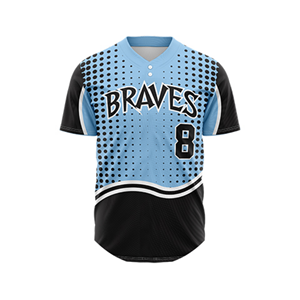 Service OEM, maillot de baseball respirant en polyester à deux boutons avec logo d'équipe personnalisé sublimé, nom/nombre, vêtements d'entraînement - Product Image 1