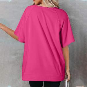 Sudadera de cuello redondo de rizo francés en blanco OEM personalizada de media manga para mujer ropa de moda sólida personalizada para mujer para prendas de vestir a la venta - Product Image 5