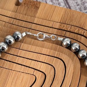 Perles Sterling 18 Pouces Collier 8mm Main Strung Élégant En Argent Sterling Bijoux Faits À La Main Cadeau Pour Les Femmes - Product Image 4