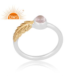 Anillo de piedras preciosas de cuarzo rosa Natural de plata de ley de mejor diseño, joyería de diseño personalizado para mujer, regalo para ella - Product Image 1