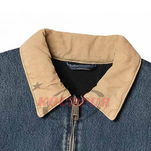 Vestes pour hommes Veste Detroit avec col en velours côtelé Fermeture éclair Vêtements de travail personnalisés Toile de canard Trucker 14oz Veste bomber Detroit pour le travail - Product Image 2