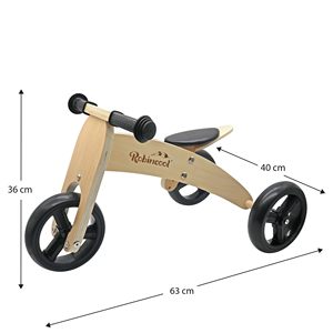 ROBINCOOL Vélo d'équilibre pour enfants noir 2 en 1 transformable en 2 ou 3 <span class=keywords><strong>roues</strong></span> 63 X 40 X 36 sans pédales en <span class=keywords><strong>bois</strong></span> - Product Image 4