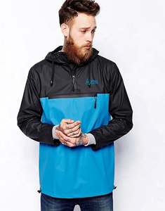 Chaqueta de chándal negra y azul para hombre, cortavientos ligero con capucha y media cremallera, ropa deportiva, entrenamiento, ropa de abrigo atlética para correr - Product Image 3