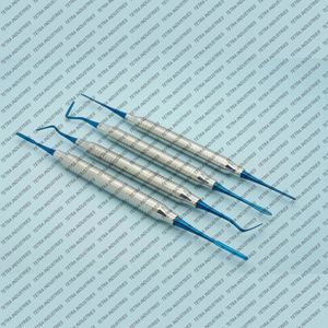 Juego de 4 periotomos manuales recubiertos de titanio #1 & #2 Instrumentos dentales reutilizables anteriores y posteriores Agarre ergonómico Certificado CE - Product Image 4