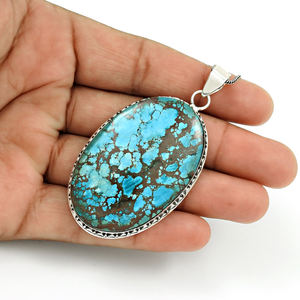 Colgante de Plata de Ley 925, joyería de piedra natal turquesa, collar curativo de plata hecho a mano, colgante de Color azul para collares de mujer - Product Image 4