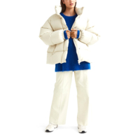 Yeni İnce Kabarcıklı Ters Çevrilebilir Örme Polar Shearling Şişme Kadın Su Geçirmez OEM Dış Yüzey Toptan Kışlık Mont Kapüşonlu Fermuarlı Logolu