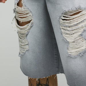 2025 Short baggy en jean pour hommes avec logo personnalisé Shorts de grande taille décontractés de haute qualité à taille moyenne - Product Image 6