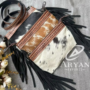 กระเป๋าถือหนังแบบมีพู่ที่คาดผมทำจากหนังขนเครื่องมือสำหรับผู้หญิงกระเป๋าคาดลำตัวหนังสีสันสดใสมีขนาดพอเหมาะ - Product Image 1