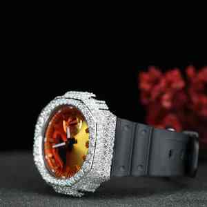 Reloj Mecánico de Lujo Personalizado de Acero Inoxidable con Zafiro Dorado y Diamantes VVS1, Estilo Hip Hop, Unisex - Product Image 2