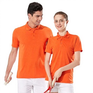 <b>Orange</b> Short Sleeve <b>Polo</b> Shirt Men Women Solid Color Cotton Casual Breathable Regular Fit - Product Image 1
