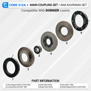 CODE 312A Juego de acoplamiento principal para telares DORNIER Nueva máquina de tejer textil Cinta compatible Motor de tejido de alfombras Cojinete Turquía - Product Image 2