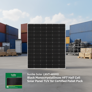Panneau solaire monocristallin HJT demi-cellule Sunlike Solar LNVT-485MD noir, certifié TUV, emballé sur palette - Product Image 3