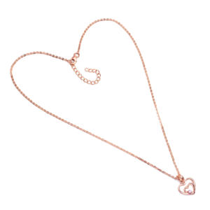 Venta al por mayor compromiso boda doble forma de corazón sólido 925 colgante de plata esterlina circón piedra preciosa chapado en oro rosa romántico - Product Image 3