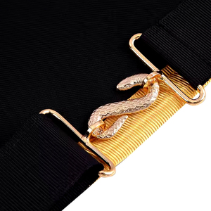 Custom Embroidered Masonic Apron Black with Gold Crown and Square Design Classical Style <b>Sew</b>-On Badge for Garment Use - Product Image 5