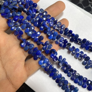 Venta al por mayor de cuentas facetadas en forma de pera y almendra azul Lapiz Lazuli piedra preciosa para la fabricación de joyas - Product Image 1