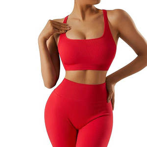 Derniers modèles de vêtements de yoga à dos ouvert pour adultes Ensembles de motifs solides légers avec fermeture à cordon Nouveau stock Meilleur style - Product Image 5