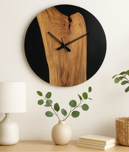 Horloge murale en bois en résine époxy de dernière collection Horloge murale en résine époxy en bois d'acacia de qualité supérieure - Product Image 4