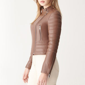 Nueva chaqueta de mujer de moda con estilo de alta calidad, hecho a medida, genuino, nuevo Color, cuero genuino, diseño OEM, algodón, nueva llegada - Product Image 4